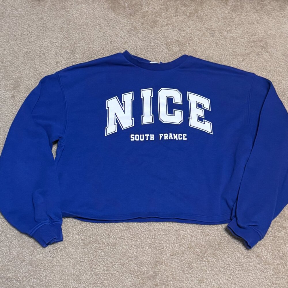 Cropped Sweatshirt-Blue-US 16-Nice France